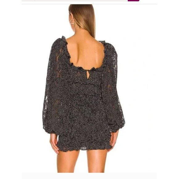 For Love & Lemons Leila Polka Dot Lace Ruched Mini Dress Size Small - Picture 3 of 10